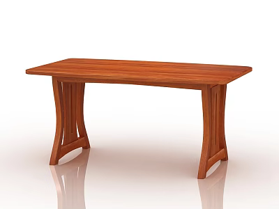 Natural Solid Wood Dining Table With Unique Leg Design For Home Interior 3d model