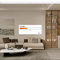 Modern Living and Dining Room Interior With Open Layout Sofa Coffee Table Dining Table And Chandelier