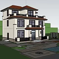 Modern Two Story Detached Villa Exterior With Large Glass Windows Balcony And Garden