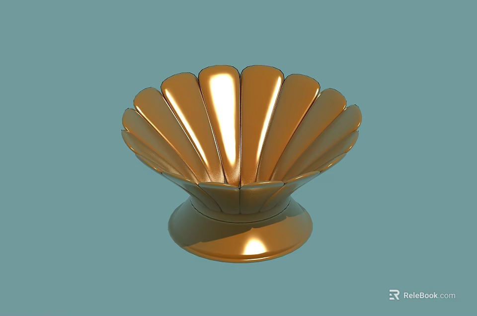 Shiny Golden Shell Shaped Wine Glass For Elegant Modern Table Decoration 3d model