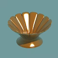 Shiny Golden Shell Shaped Wine Glass For Elegant Modern Table Decoration 3d model