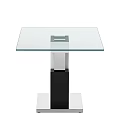 Modern Glass Top Dining Table With White And Black Geometric Base