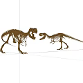 Two Realistic Dinosaur Skeletons Confronting Each Other In Dynamic Stance 3d model
