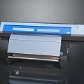 High Quality Wide Format Printer Featuring Blue White Design Control Panel And Paper Roll 3d model