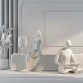 Modern special-shaped floor lamp white reading body sculpture lamp 3d model