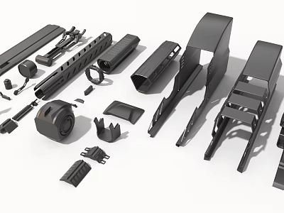 Industrial Equipment Various Mechanical Components Including Metal Brackets Pipes And Connectors 3d model