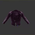 Black Leather Jacket Back View With Zipper Collar And Gray Background Reflection 3d model