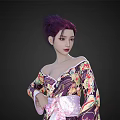 Elegant Woman Wearing Stylish Floral Pattern Dress With Pink Bow Design