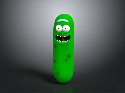 Green Pickle Character Featuring Facial Organs Such As Eyes And Mouth 3d model