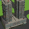 Rural Self Built House Two Multi Storey Residential Buildings With Green Area And Road Around