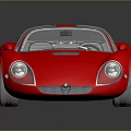 Red Vintage Sports Car With Sleek Design Two Door On Shiny Black Background And Reflection