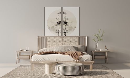 New Chinese Double Bed 3d model