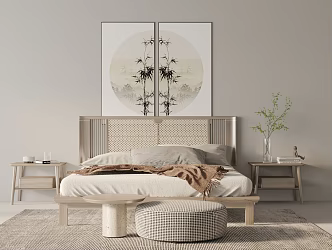 New Chinese Double Bed 3d model