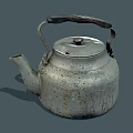 Old Metal Kettle with Worn Finish as Classic Daily Living Product