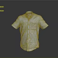 Light Blue Short Sleeve Collared Shirt With Front Pockets And Button Design 3d model