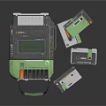 Green Retro Handheld Digital Game Console With Multiple Game Cartridges And Accessories