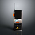 Modern Weapon Control Device With Antenna Black Panel Orange Buttons And Stickers 3d model