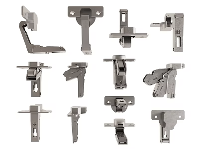 Assorted Metal Hardware Fittings Including Hinges Brackets And Connectors For Furniture 3d model