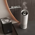 Modern Household Appliances with Black Air Purifier White Humidifier on Wooden Wall Curved Minotti Decoration