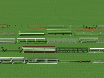 Various Types Of Outdoor Fences With Different Designs For Garden And Property 3d model