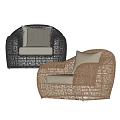 Stylish Outdoor Sofa with Woven Rattan Design Black and Brown with Light Cushions