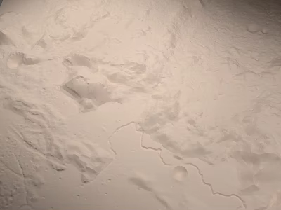 White Snowy Ground Showing Multiple Footprints And Trail Marks 3d model