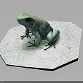 Green Frog Sitting On White Octagonal Platform With Dark Background 3d model