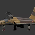Military Fighter Jet with Camouflage Paint Open Canopy and Serial Number 014