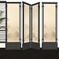 New Chinese Screen Iron Screen New Chinese Landscape Screen Banner Screen Wooden Screen Screen Partition 3d model