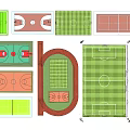 Basketball Court Design With Various Flooring Types And Marking Layouts
