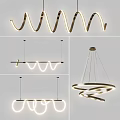 Modern Spiral Wave Circular Chandeliers With LED Light Strips And Metal Frames 3d model