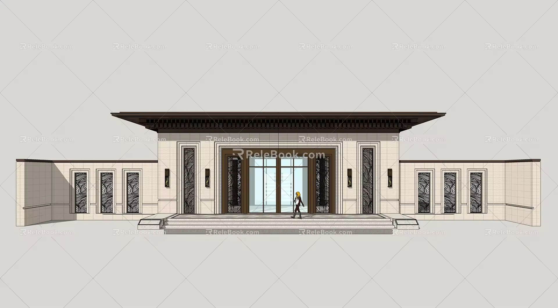 New Chinese Style Gate Residential Area Gate 3d model