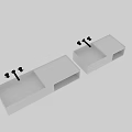 Modern White Rectangular Wash Basin With Sleek Design And Black Faucet Handles