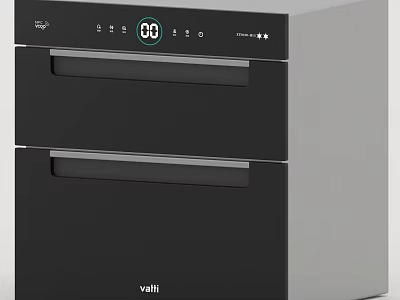 Vatti Double Drawers Kitchen Disinfector With Black Panel And Digital 3d model