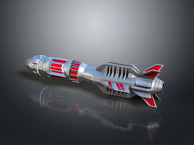 3D Rendered Futuristic Silver Weapon With Red Accents And Streamlined Mechanical Design 3d model