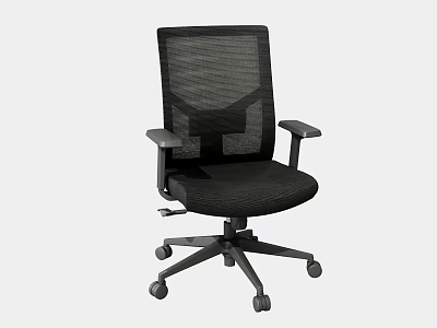 Black Mesh Back Office Chair With Armrests And Five Star Caster Base 3d model