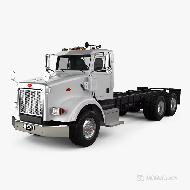 Silver Utility Truck With Single Cab Chassis Front Grille And Multiple Wheels 3d model 