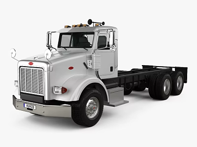 Silver Utility Truck With Single Cab Chassis Front Grille And Multiple Wheels 3d model