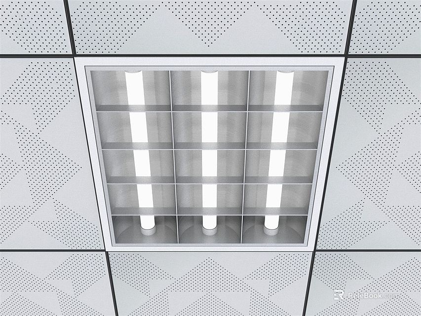 Modern Ceiling Grille Light With Multiple Tubes And Perforated Panel Design 3d model 
