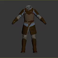Brown Leather Medieval Armor Featuring Blue Belt And Detailed Design 3d model