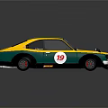 Mazda Yellow And Green Racing Car With Number 19 On Body