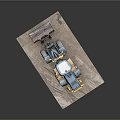 Blue And Yellow Construction Loader With Front Bucket And Large Tires On Flat Surface