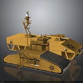 Detailed Yellow Tracked Vehicle Model With Industrial Cab Antenna And Platform