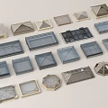 Architectural Components Featuring Skylight Roof Structures With Geometric Shapes And Metal Frames 3d model