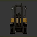 Yellow Heavy Duty Forklift With Metal Frame Cab Large Wheels And Forks