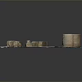 Display of Ancient Stone Artifacts with Circular Structure on Slab Floor 3d model