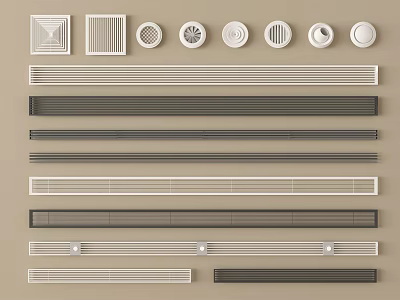 Various Modern Air Conditioner Vents With Different Shapes Colors And Designs 3d model