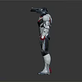 Game Movie Robot Character With White Gray Mechanical Armor Red Blue Accents And Back Weapon