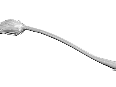 White Plant Form Sculpture Carving With Elegant Flower Stem And Petals 3d model