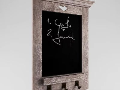 Wooden Frame Wall Hanging with Chalkboard Handwritten Text and Hooks 3d model